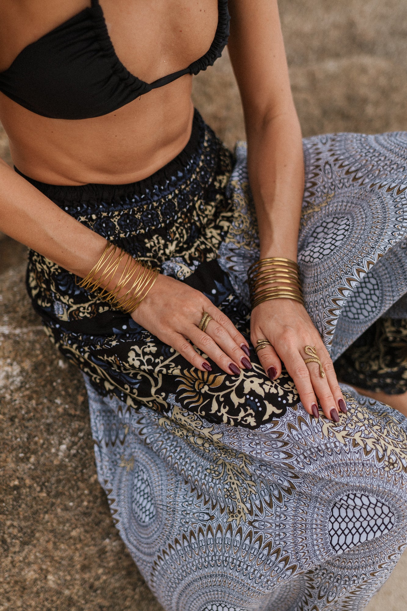 Harem Pants - Paisley Mandala - White