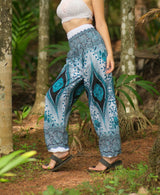 High Cut Harem Pants - White Peacock Feather – Various Colours