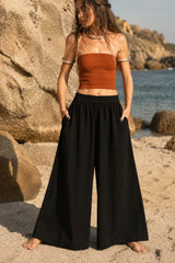Wide Leg Palazzo Trousers | Plain Boho Festival Trousers | Various Colours