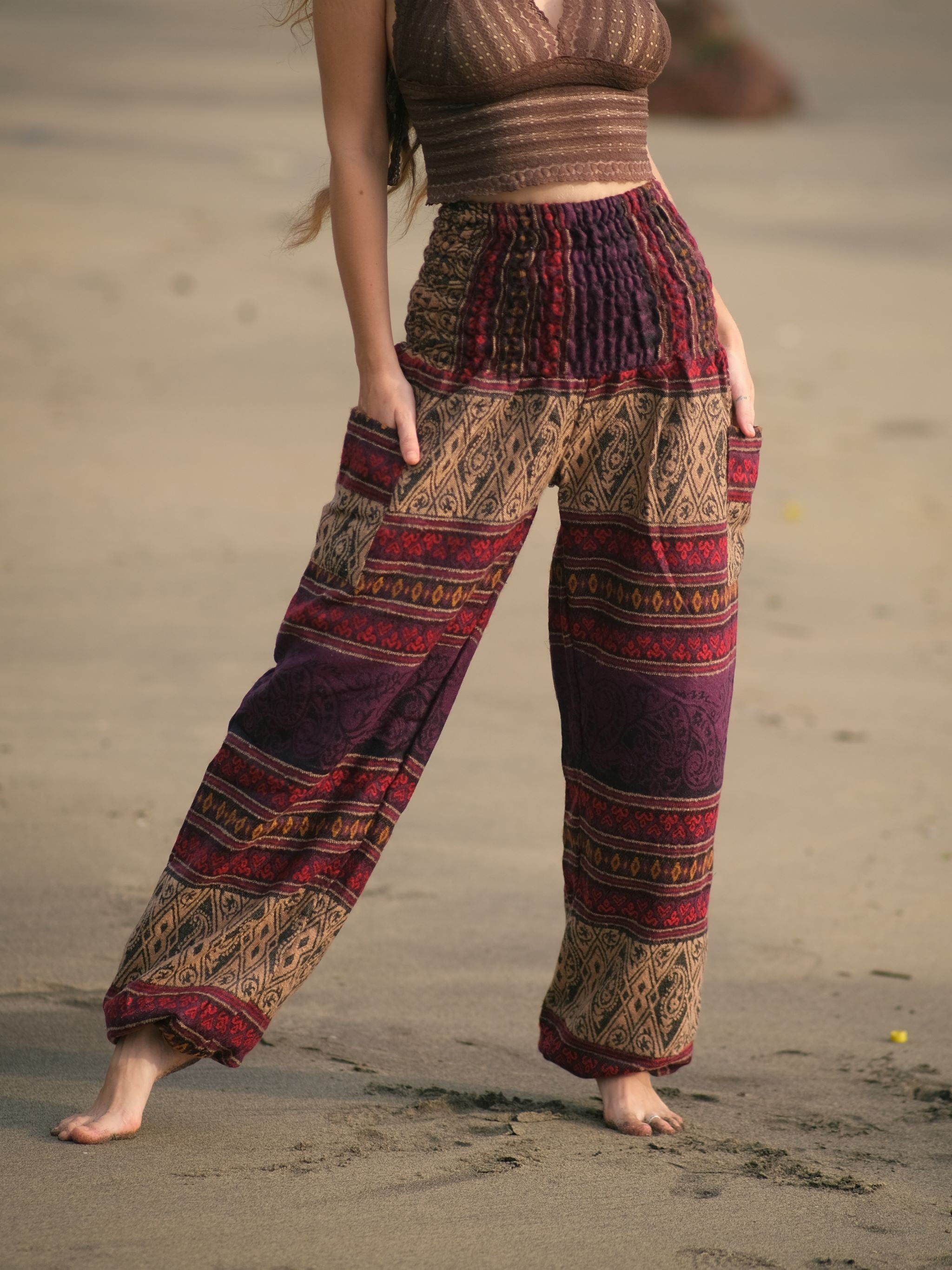 Warm Blanket Trousers - Love Hearts - Purple