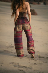 Warm Blanket Trousers - Love Hearts - Purple