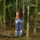 White Mandala High Cut Harem Pants - Blue