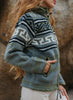 Wool Jacket - Aztec Pattern - Green & Grey