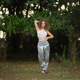 White Mandala High Cut Harem Pants - Green