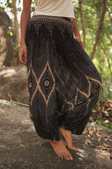 Harem pants – Diamond Peacock Feather – Black