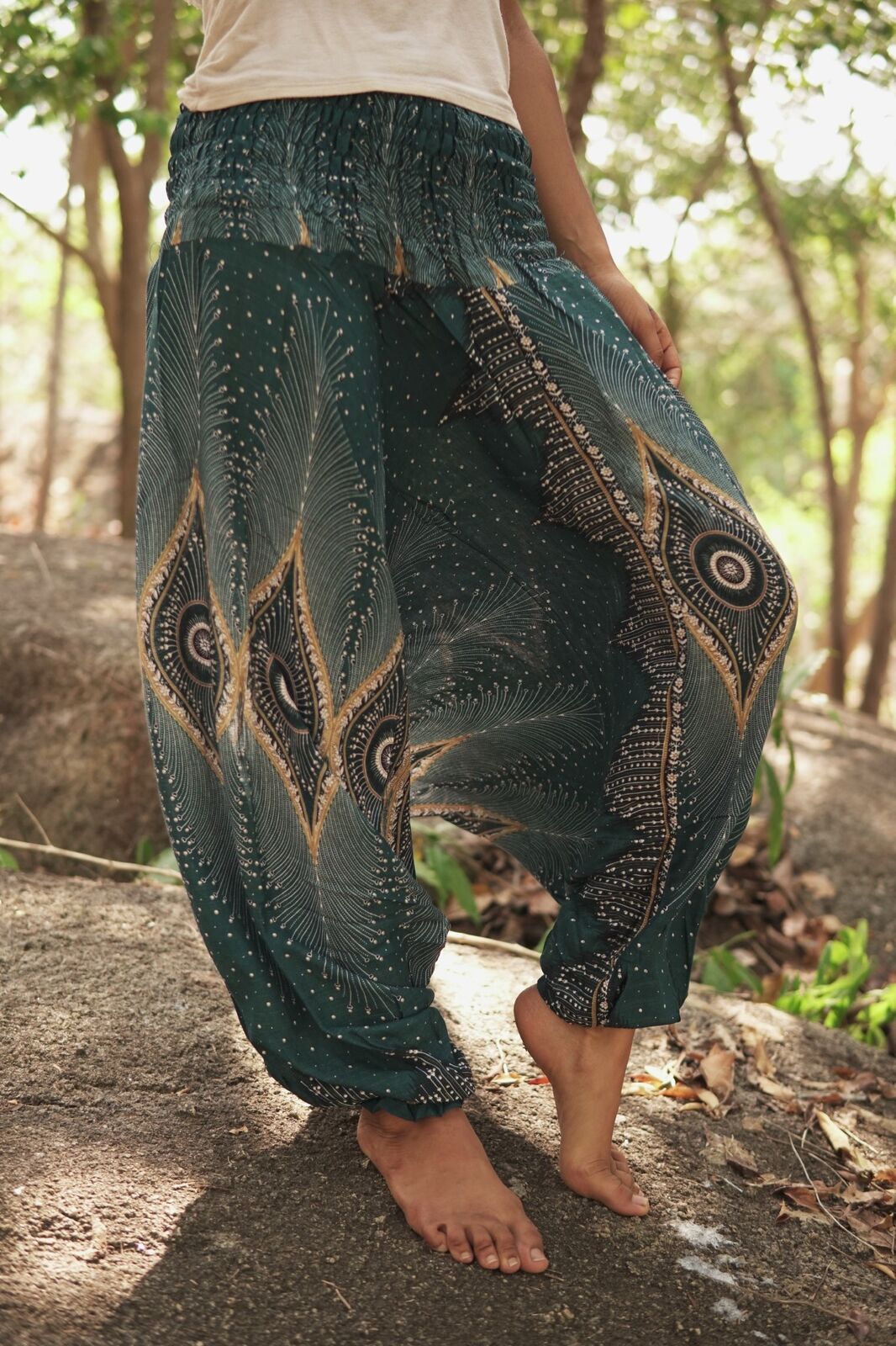 Harem pants – Diamond Peacock Feather – Teal