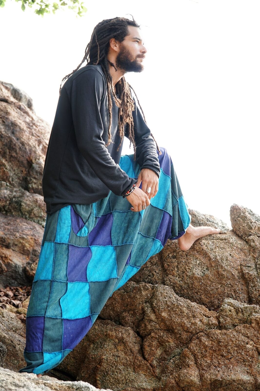 Harem Pants - Patchwork - Blue