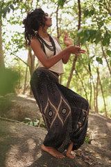 Harem pants – Diamond Peacock Feather – Black