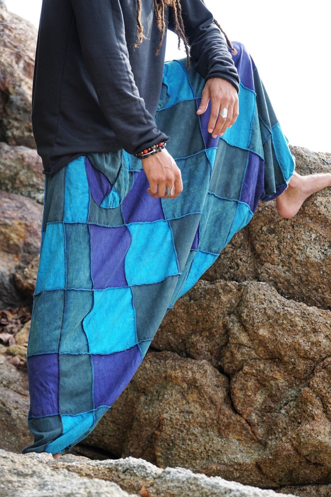 Harem Pants - Patchwork - Blue