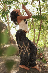 Harem pants – Diamond Peacock Feather – Black