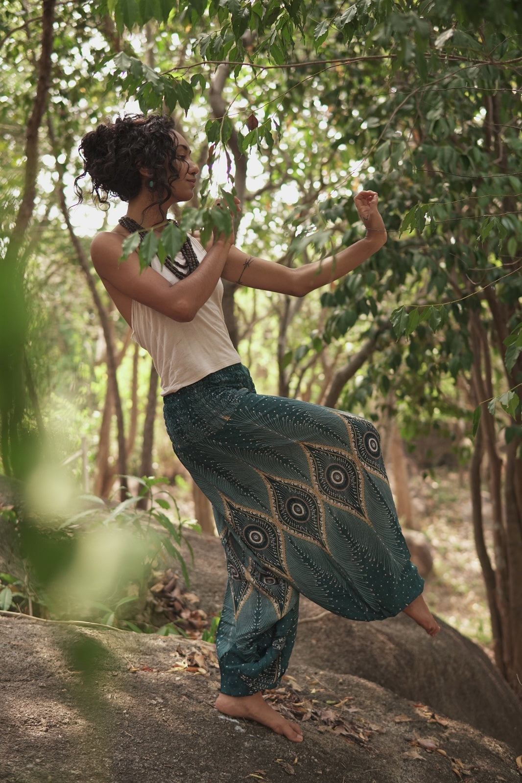 Harem pants – Diamond Peacock Feather – Teal