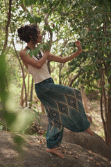 Harem pants – Diamond Peacock Feather – Teal