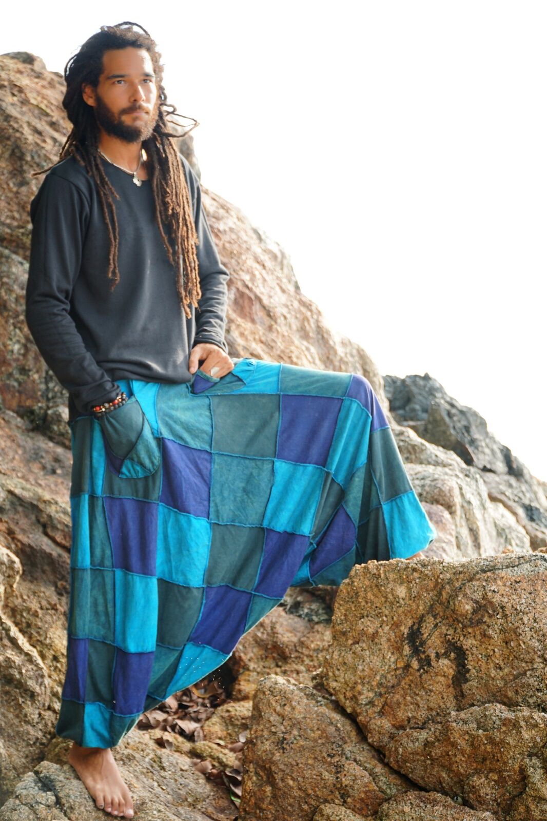 Harem Pants - Patchwork - Blue