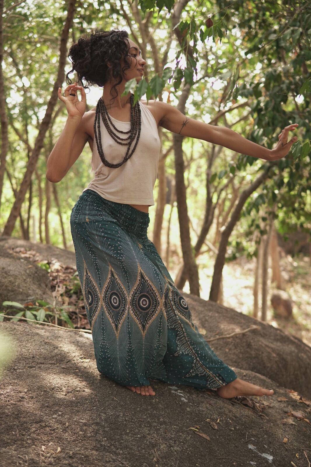 Harem pants – Diamond Peacock Feather – Teal