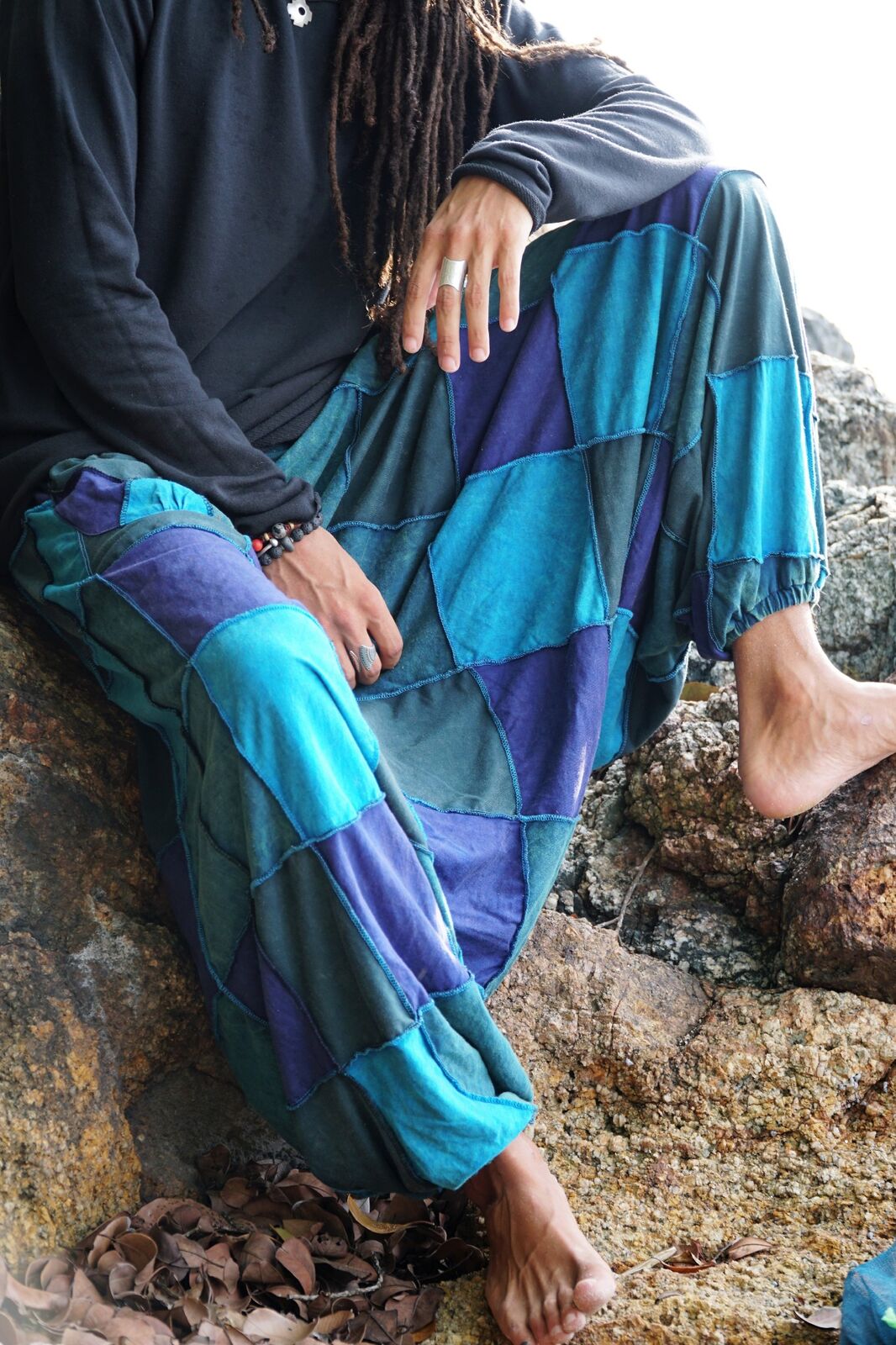 Harem Pants - Patchwork - Blue