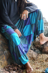 Harem Pants - Patchwork - Blue