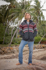 Wool Jacket - Aztec Pattern - Charcoal