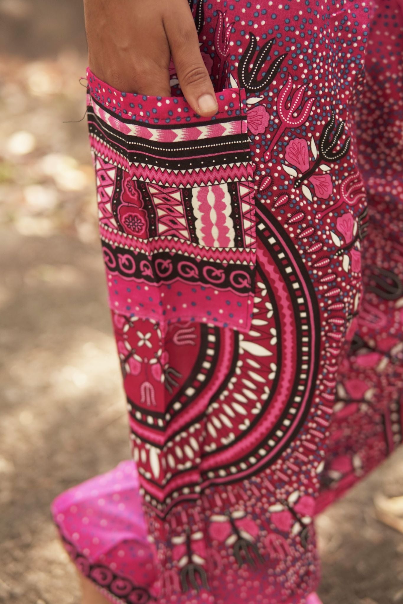 High Crotch Harem Pants - Chakra Pattern- Pink
