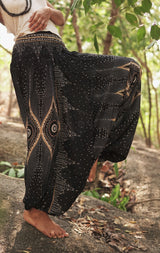 Harem pants – Diamond Peacock Feather – Black