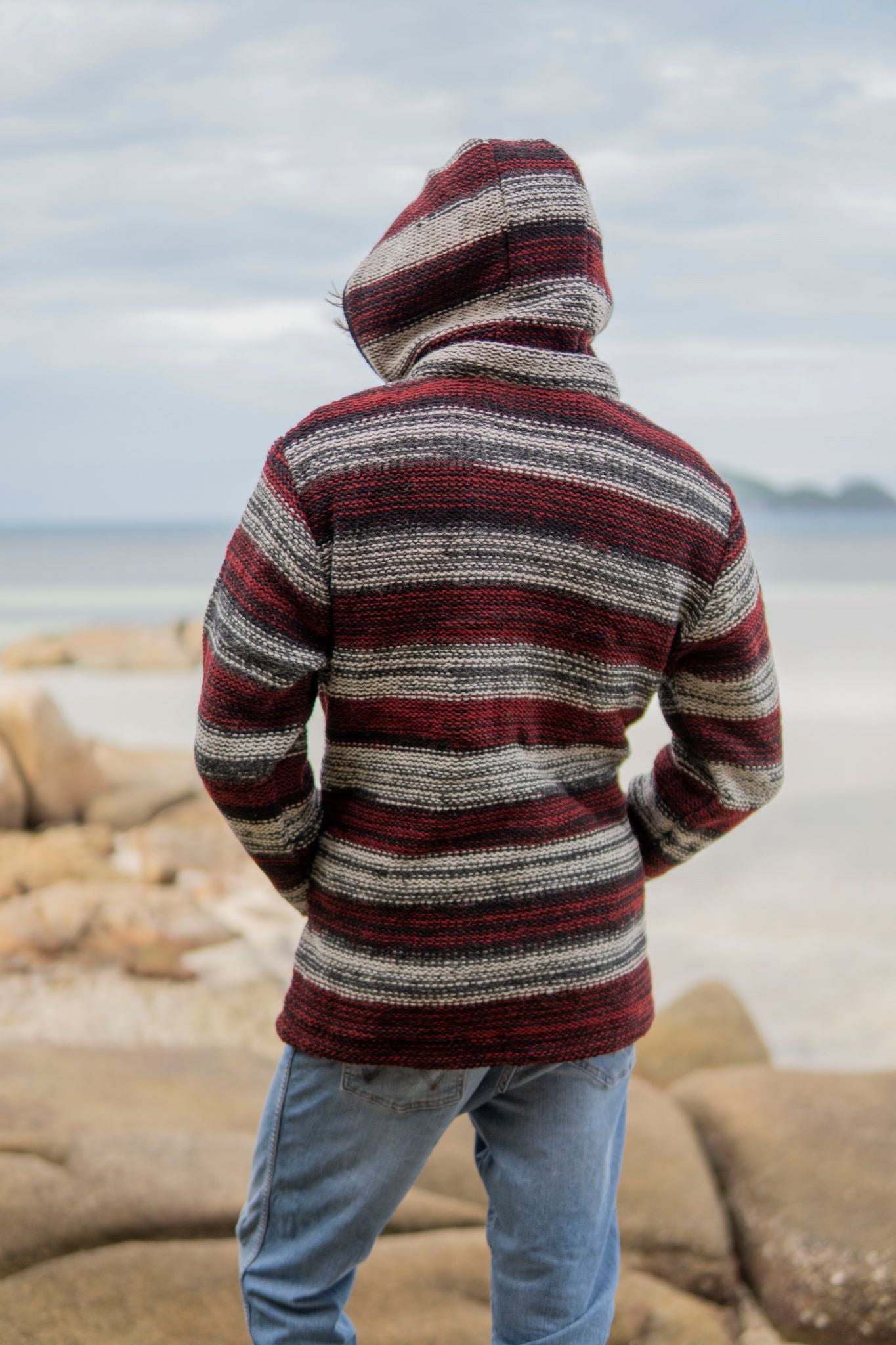 Wool Jacket - Striped - Maroon