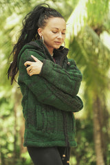 Wool Jacket - Cable Knit Aran - Green