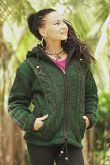 Wool Jacket - Cable Knit Aran - Green