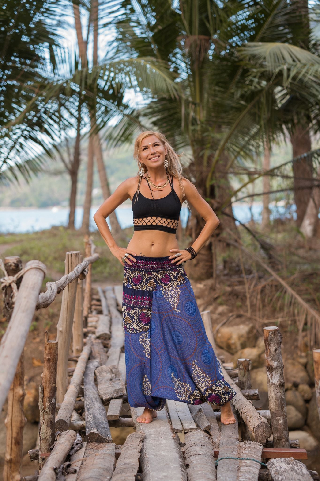 Harem Pants - Paisley Mandala - Blue