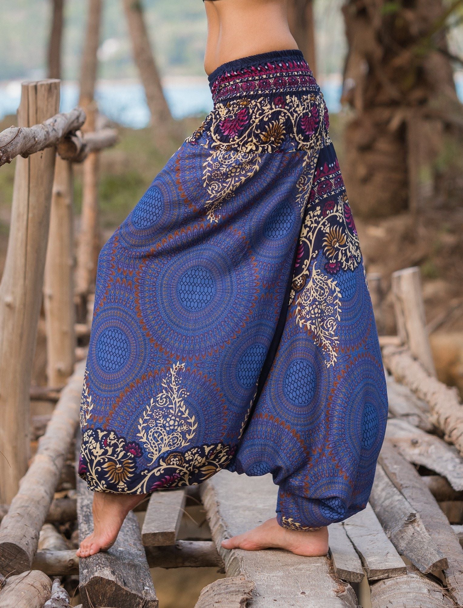 Harem Pants - Paisley Mandala - Blue