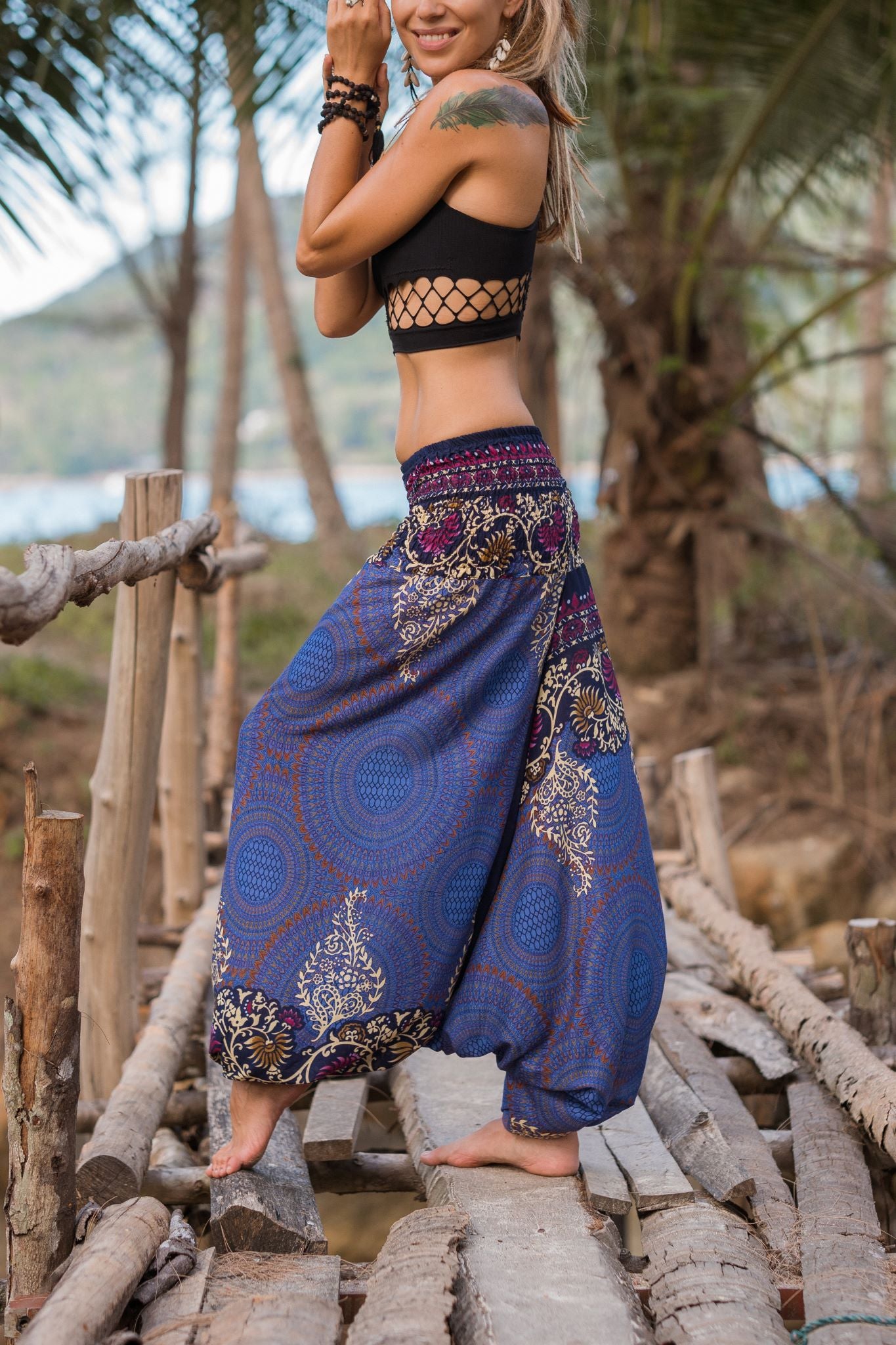 Harem Pants - Paisley Mandala - Blue