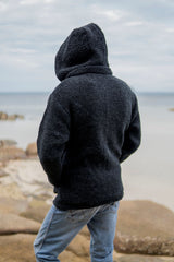 Wool Jacket - Eyelet Pattern - Charcoal