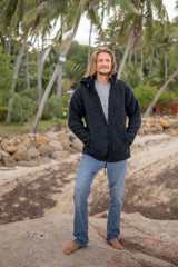 Wool Jacket - Eyelet Pattern - Charcoal