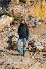 Wool Jacket - Cross Design - Charcoal