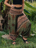 Harem Pants - Mandala Peacock Print - Green