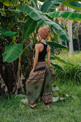 Harem Pants - Mandala Peacock Print - Green