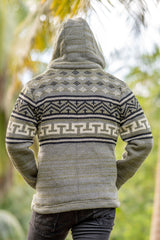 Wool Jacket - Aztec Pattern - Olive Green