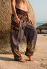 High Crotch Harem Pants - Large Paisley Print - Grey