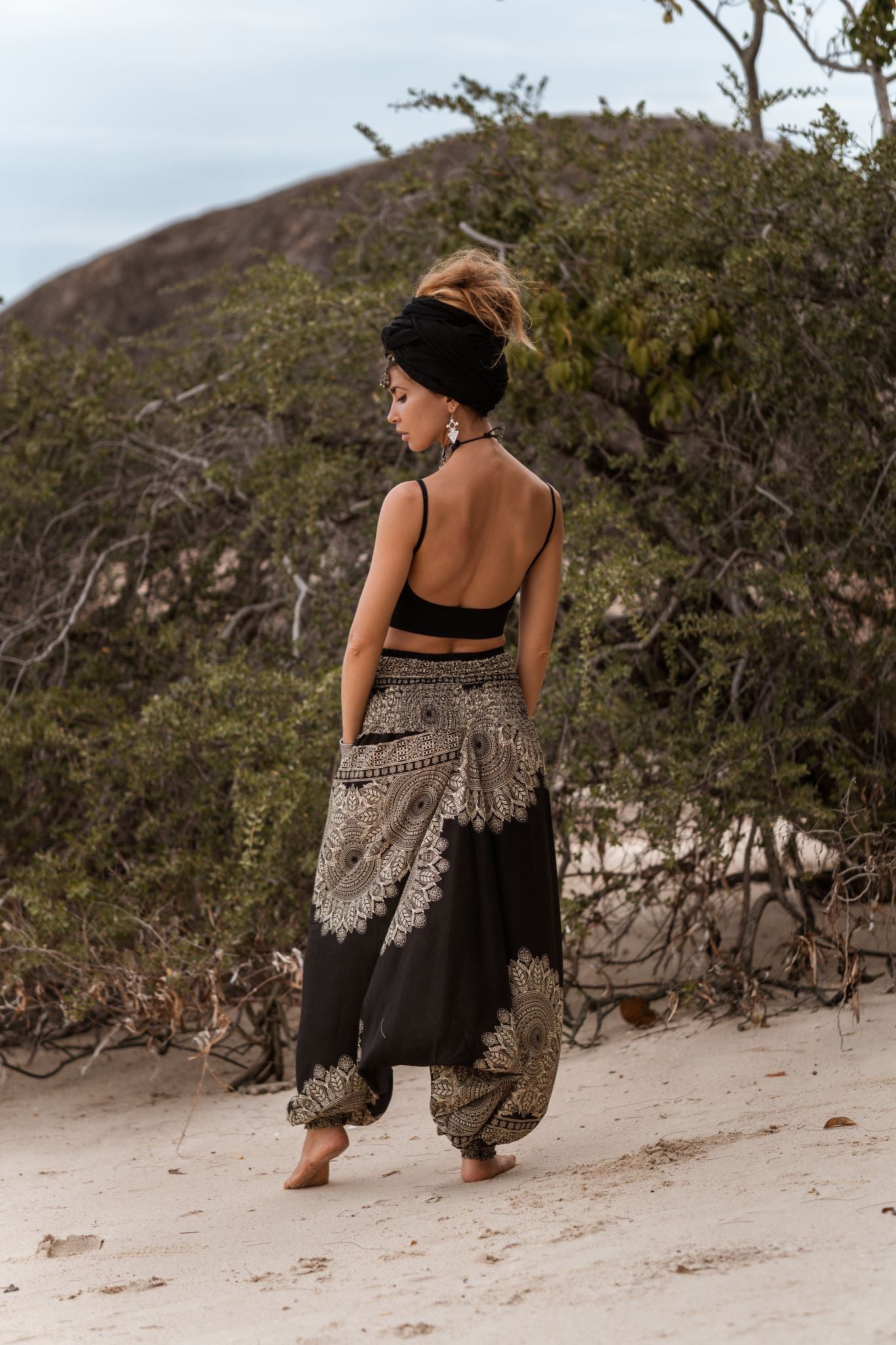 Harem Pants - Plain Mandala - Black