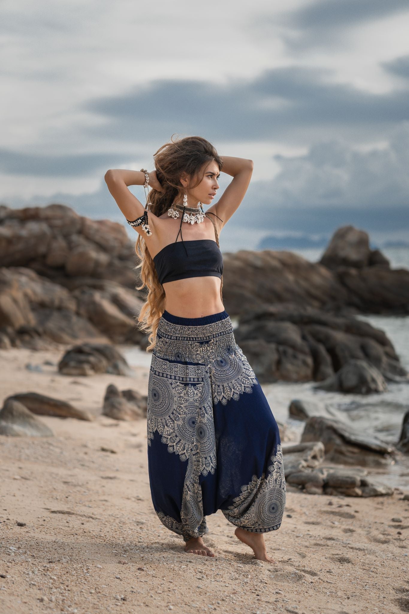 Harem Pants - Plain Mandala - Blue