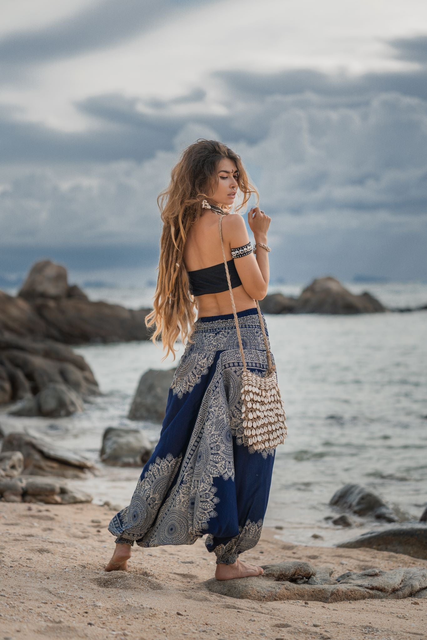 Harem Pants - Plain Mandala - Blue