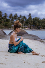 Harem Pants - Vibrant Peacock Feather - Turquoise