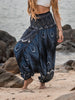 Harem Pants - Vibrant Peacock Feather - Black