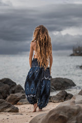 Harem Pants - Vibrant Peacock Feather - Black