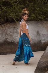 Harem Pants - Vibrant Peacock Feather - Bright Blue