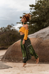 Harem Pants - Vibrant Peacock Feather - Green