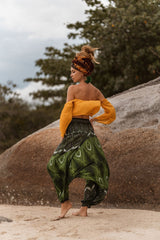 Harem Pants - Vibrant Peacock Feather - Green