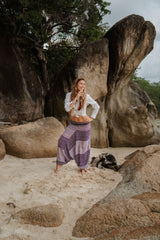 Harem Pants - Striped - Purple