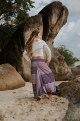 Harem Pants - Striped - Purple