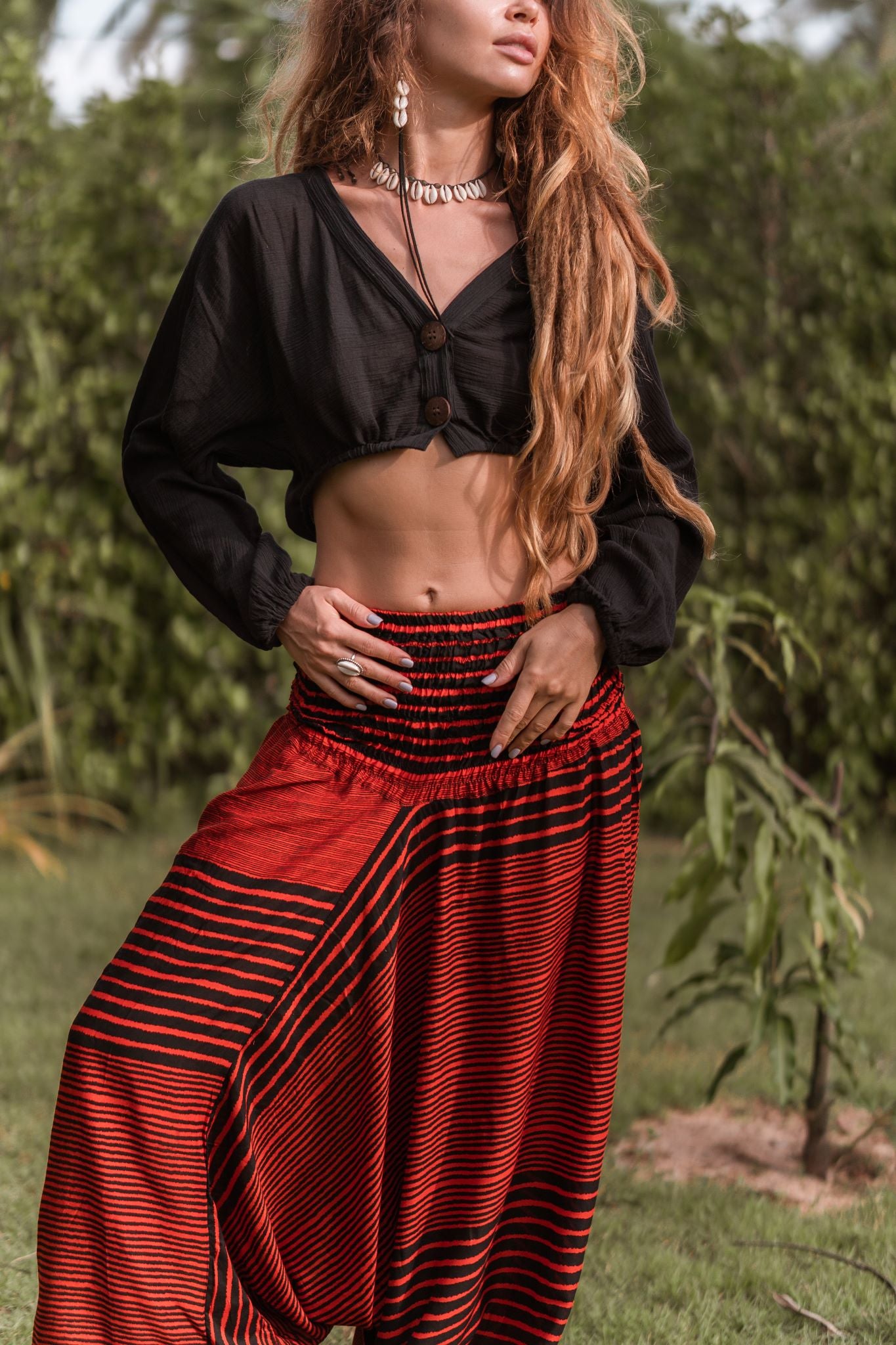 Harem Pants - Striped - Orange/Black