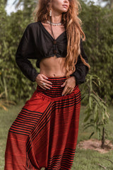 Harem Pants - Striped - Orange/Black