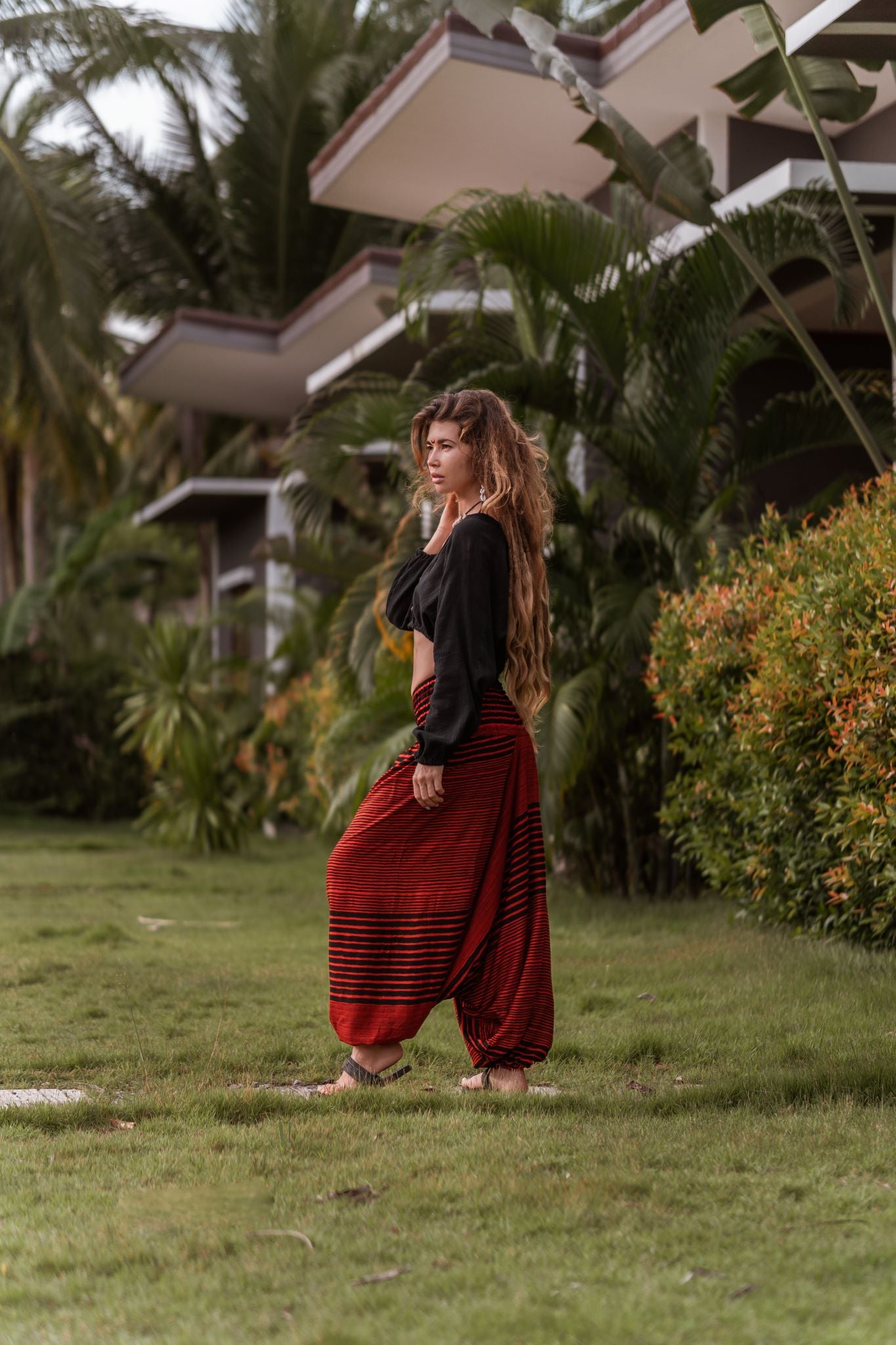 Harem Pants - Striped - Orange/Black